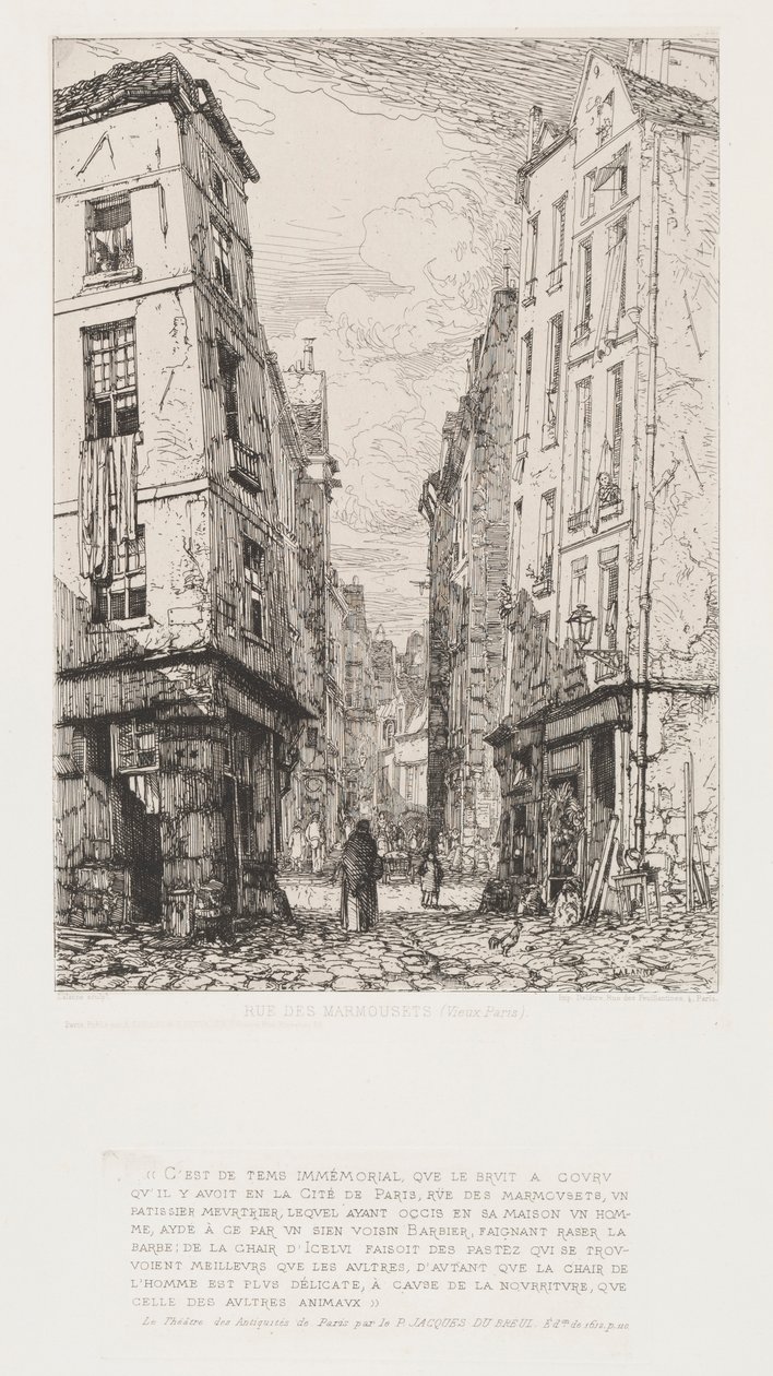 Rue des Marmousets (det gamle Paris) af Maxime Lalanne