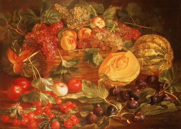 Stilleben med frugt af Maximilian Pfeiler or Pfeiller