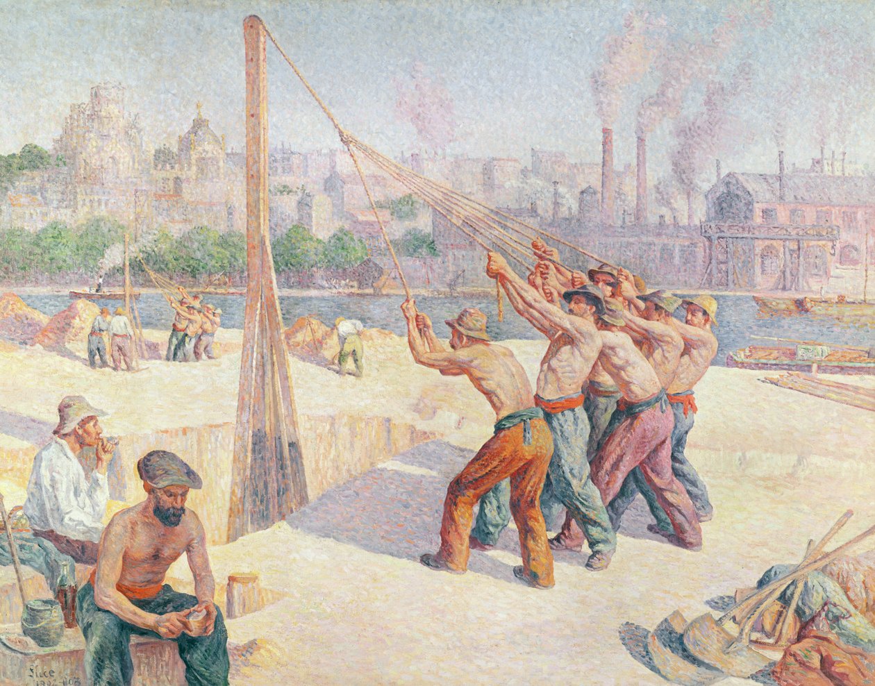 Arbejdere på Quai de la Seine ved Billancourt, 1902-3 af Maximilien Luce