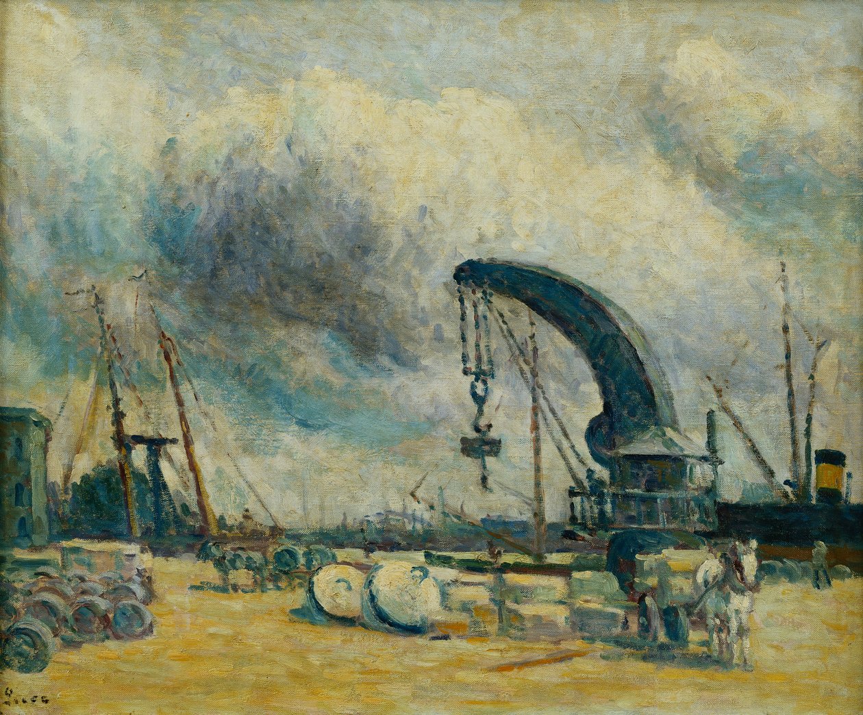 Havnen, Kaj ved Schiedamm, 1907 af Maximilien Luce