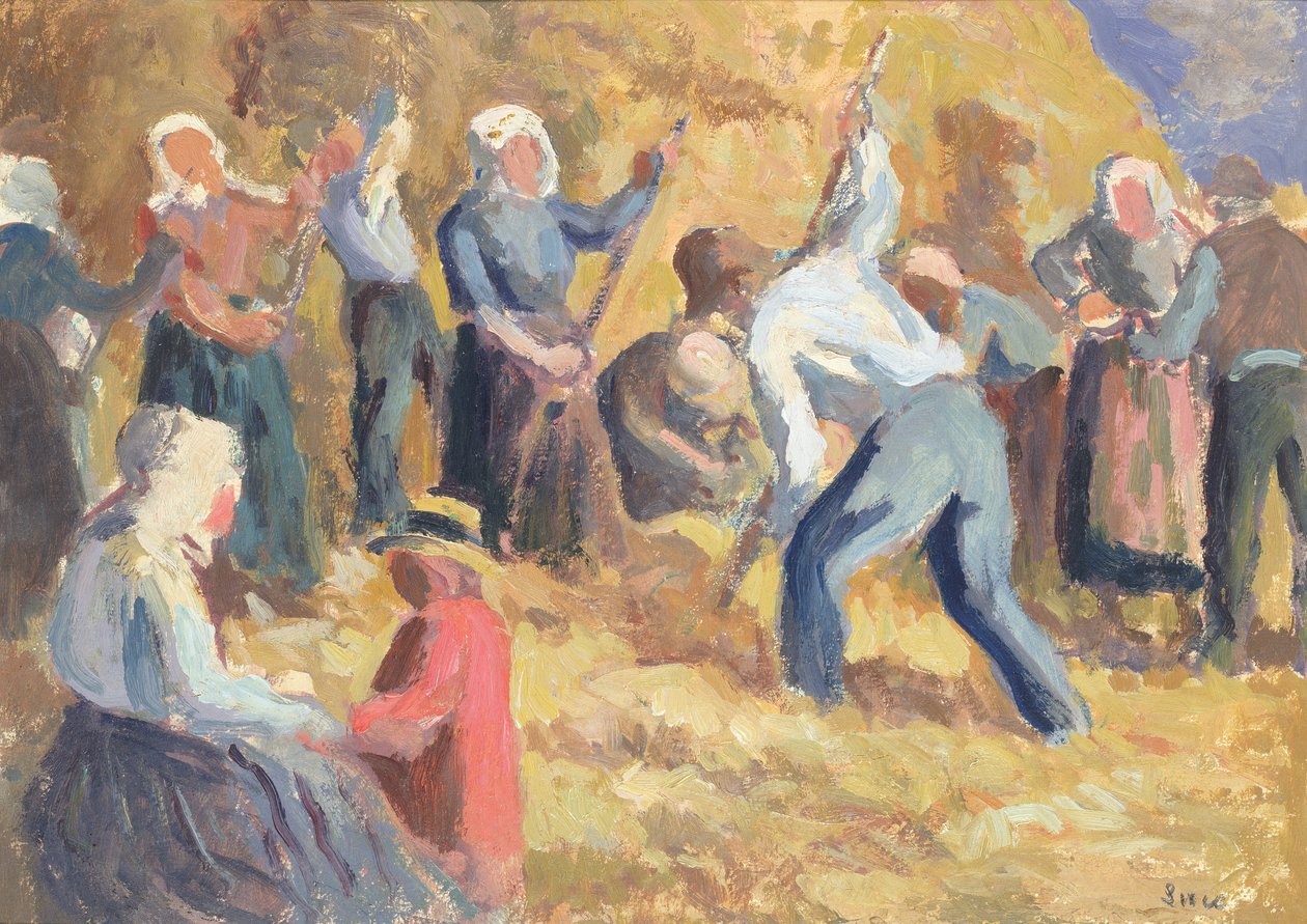 The Harvest, ca. 1914 (olie på papir) af Maximilien Luce