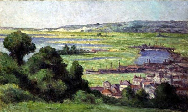 Udsigt over Honfleur (olie på lærred) af Maximilien Luce