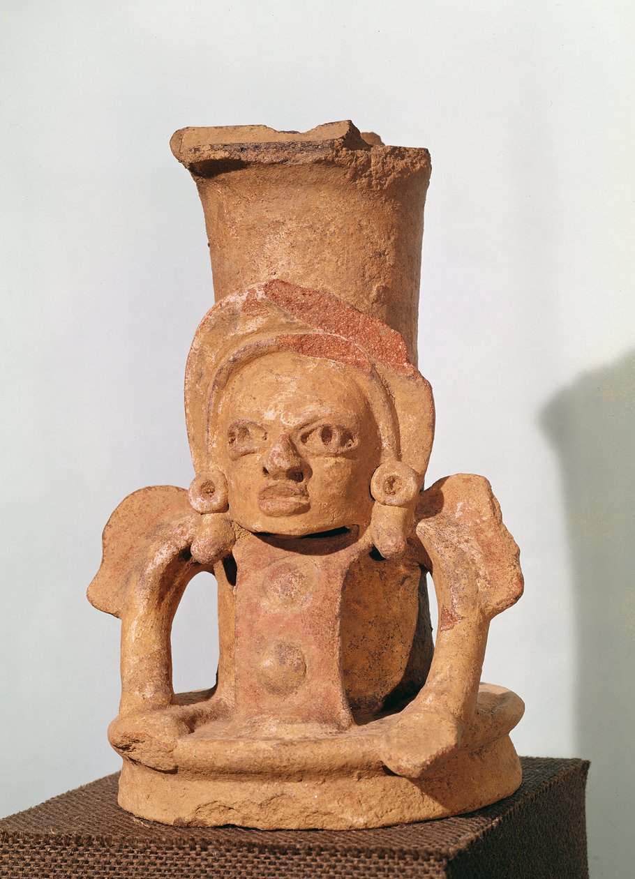 Røgelseskar i form af en siddende figur, Pre-Classic Period (keramik) af Mayan