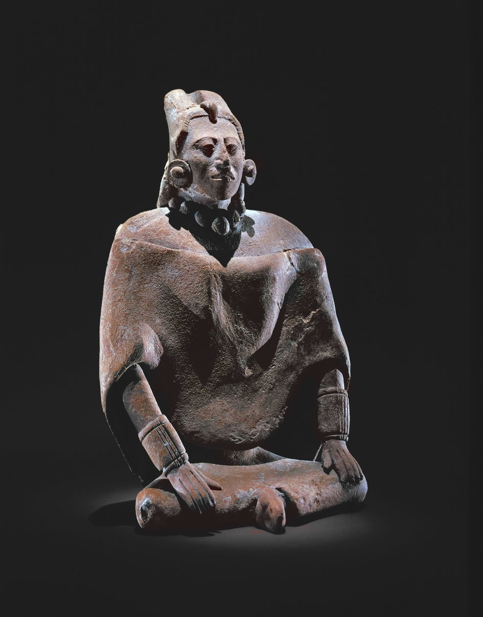 Figur af en Maya siddende konge, fra Isle of Jaina (lertøj) af Mayan