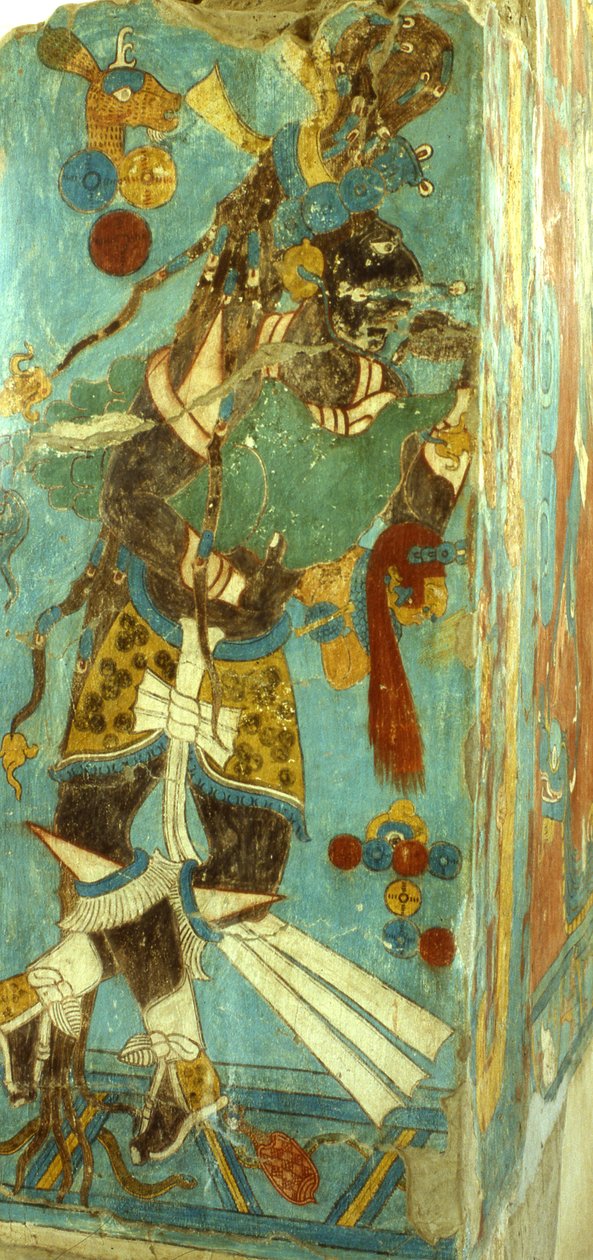Mayan Lord i Cacaxtla, sen klassisk periode (vægmaleri) af Mayan