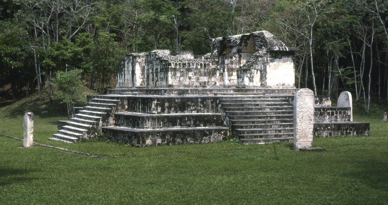 Udsigt til Seibal-templet A3, den ultimative klassiske periode, 849 e.Kr. af Mayan