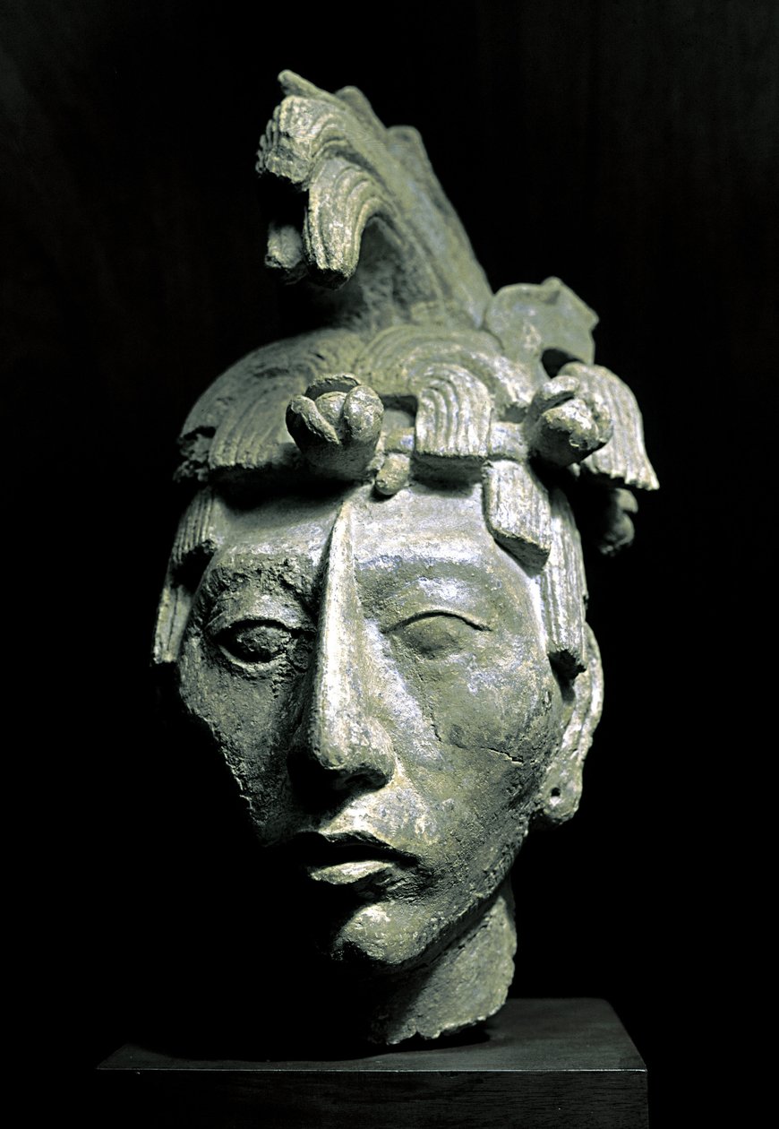 Krigerhoved (skulptur, ca. 683) af Mayan Mayan