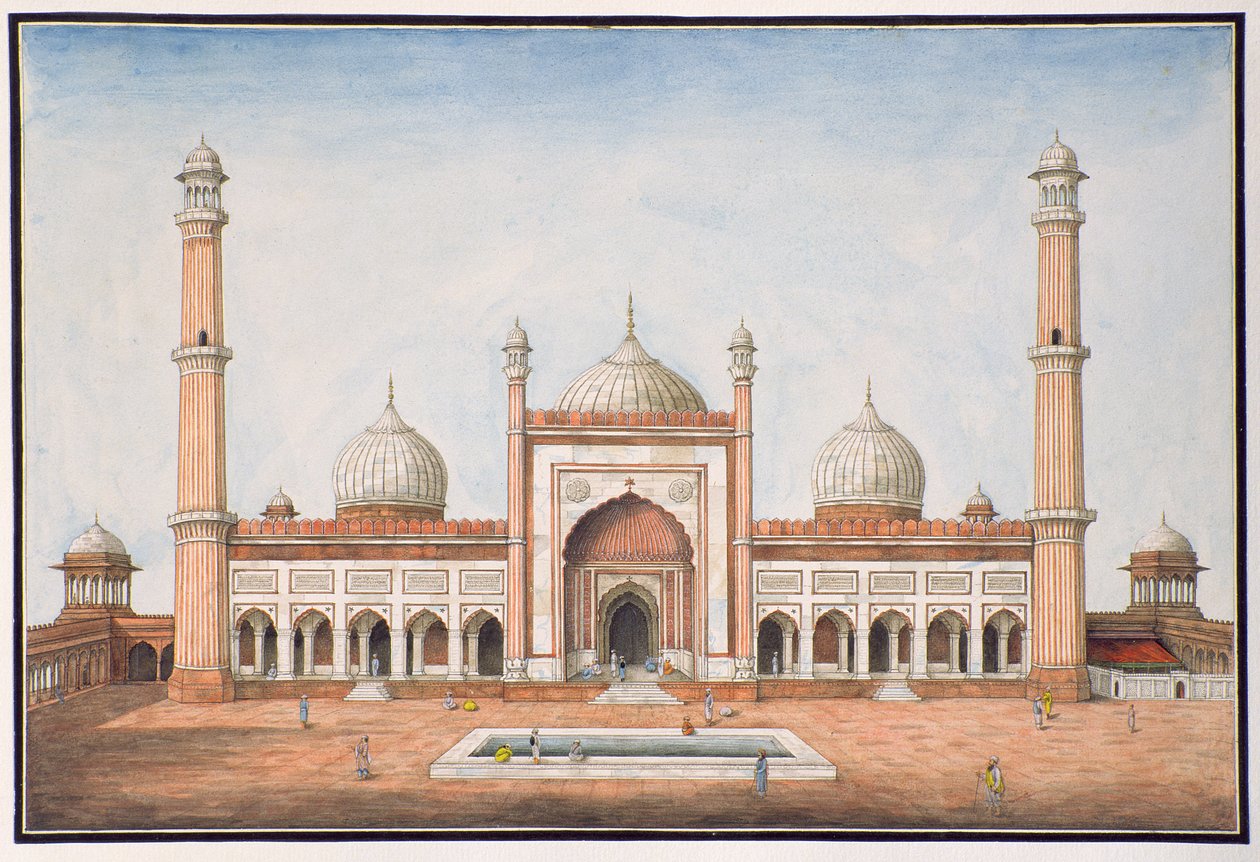 Jummah Musjeed, Delhi, ca. 1840 af Mazar or Mazhar Ali Khan
