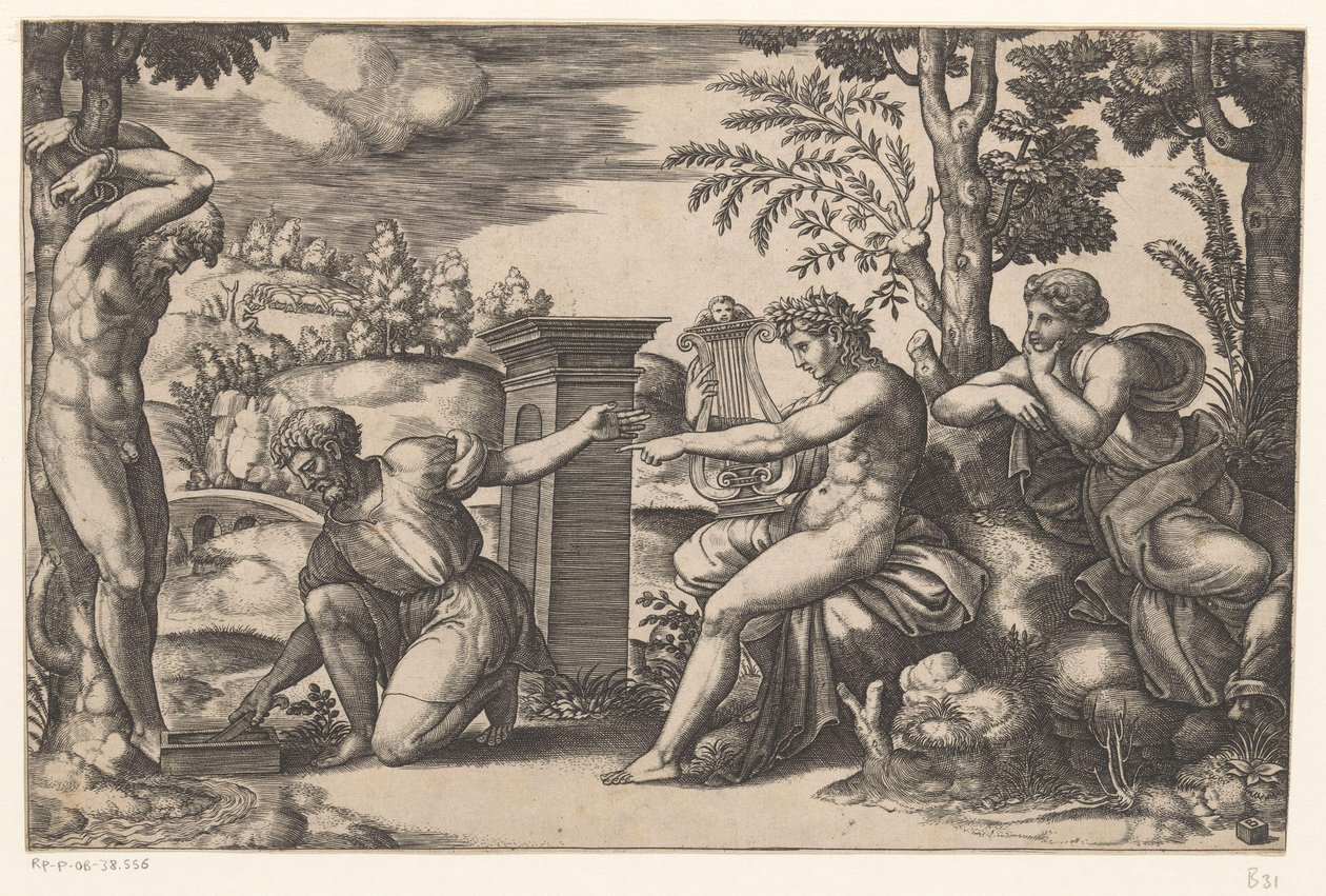 Apollo i Marsyas af Meester van de Dobbelsteen