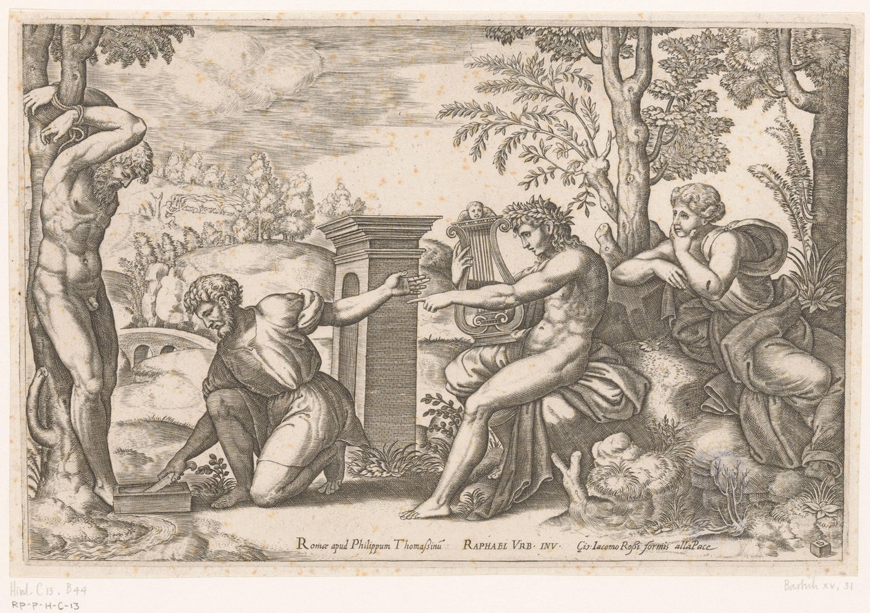Apollo i Marsyas af Meester van de Dobbelsteen