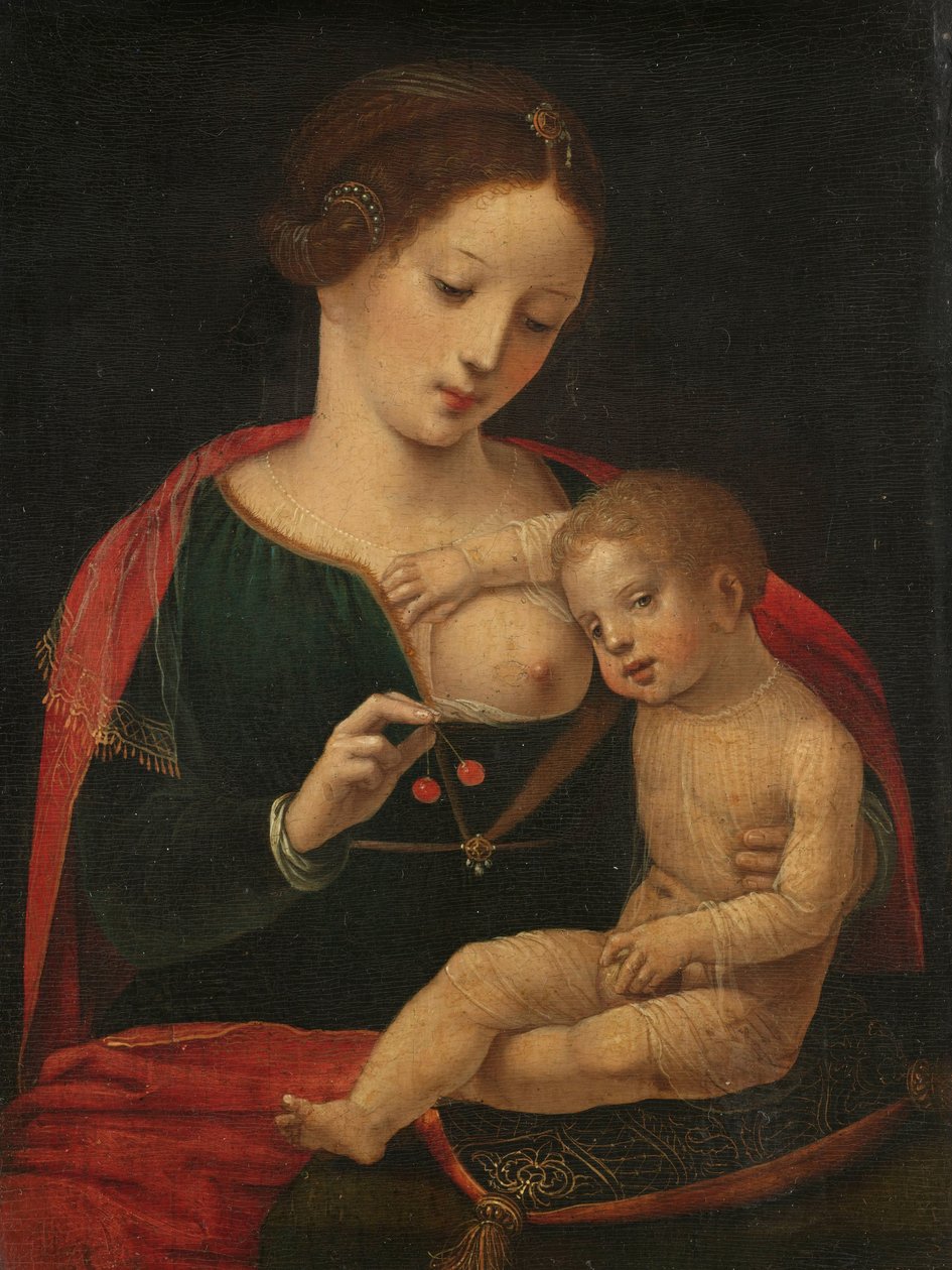 Jomfru og Barn af Meester van de Vrouwelijke Halffiguren