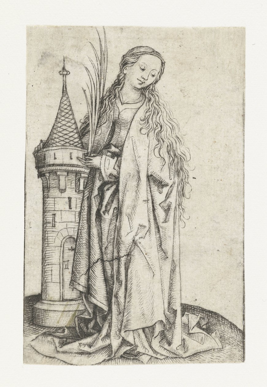 Saint Barbara (stor version) af Meester van het Amsterdamse Kabinet