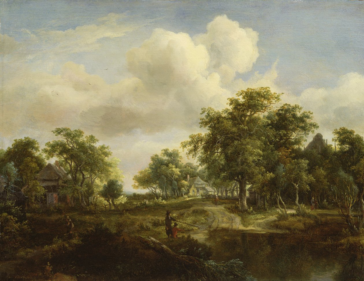 A Woodland Glade (panel) af Meindert Hobbema