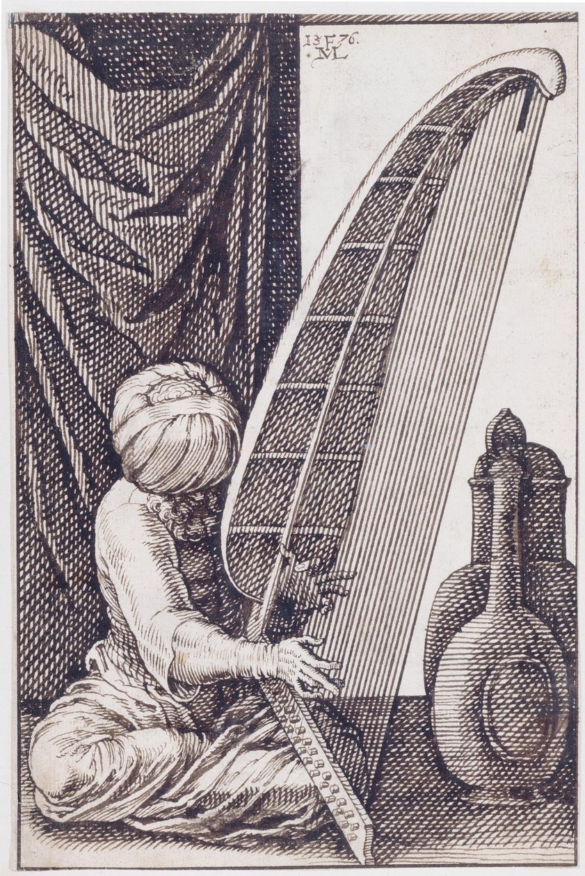 Turk, der spiller på en harpe, 1576 af Melchior Lorch