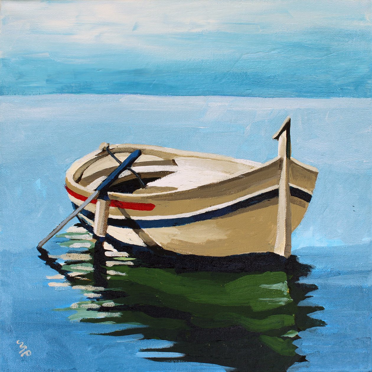 Boat Afloat, 2024 (akryl på lærred) af Melinda Patrick