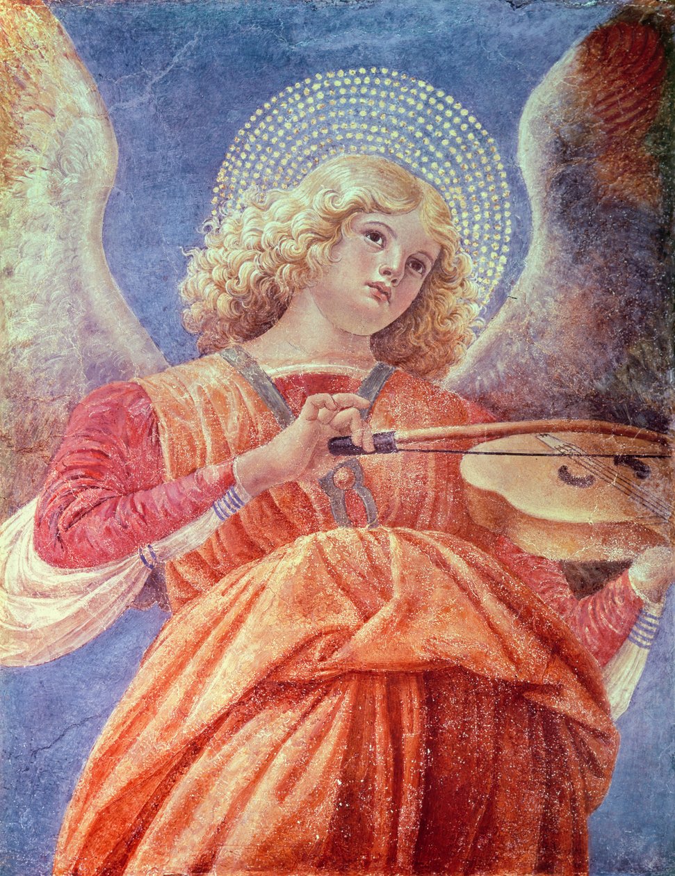 Musikalsk engel med violin (freskomaleri) af Melozzo da Forli