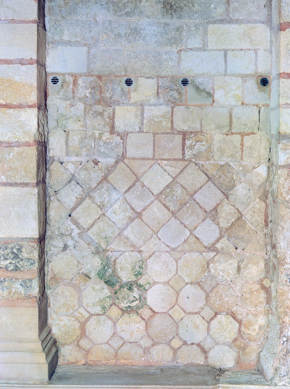 Detalje af muren af St. Pauls krypt, c.634 e.Kr. sten af Merovingian