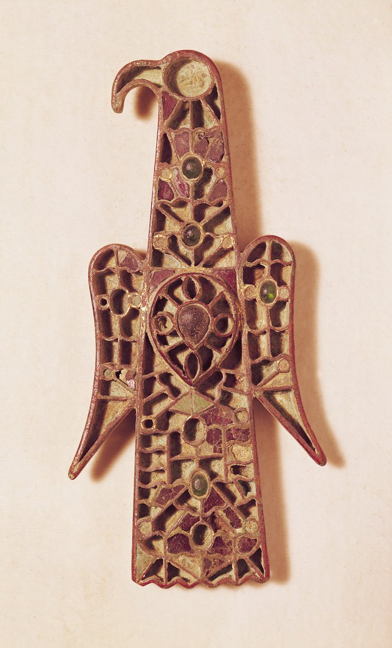 Ørneformet broche (metal og emalje) af Merovingian