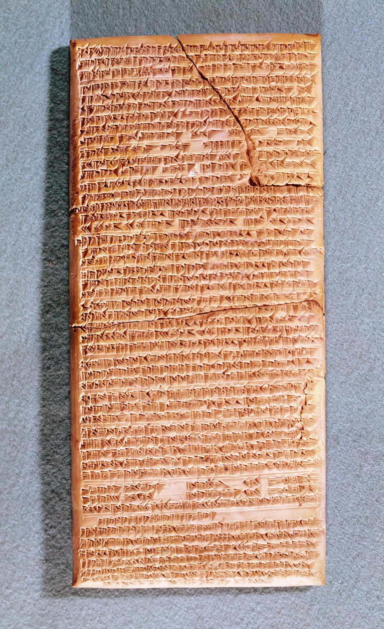 Tablet om de rituelle ofringer ved Anu-templet i Uruk (Warka) kopi af en gammel tekst fra det 3.-1. århundrede f.Kr. (ler) af Mesopotamian