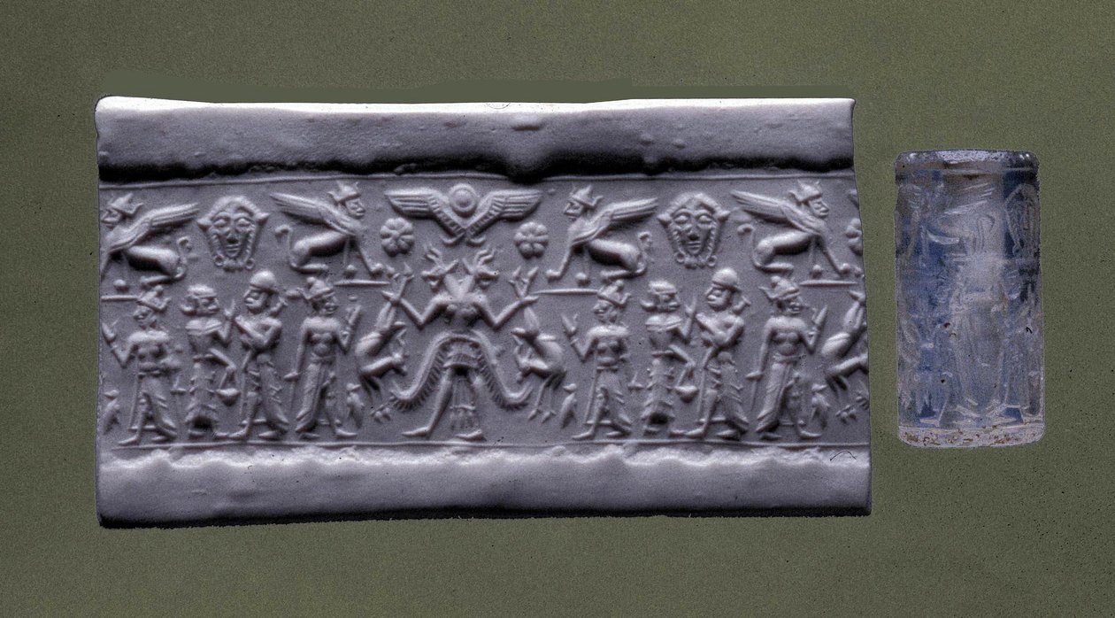 Cylinderforsegling, Nordsyrien (kvarts) af Mesopotamian Mesopotamian
