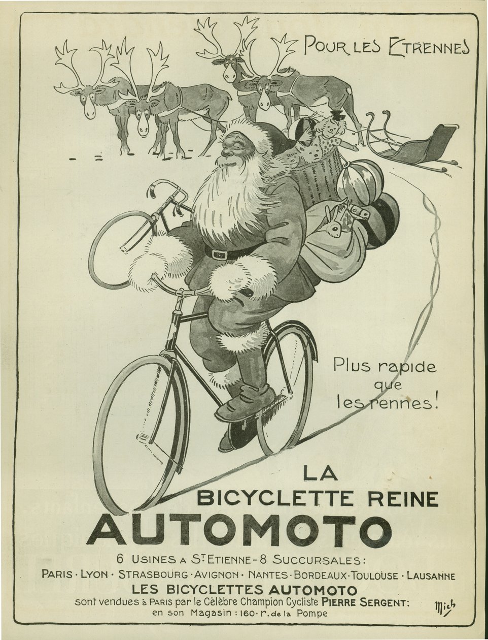 Plakat med reklame for "Automoto"-cykler af Mich