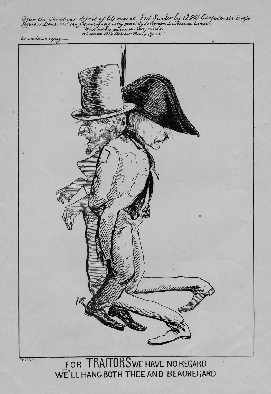 For forrædere tager vi ingen hensyn: vi hænger både dig og Beauregard, ca. 1861 af Michael Angelo Woolf