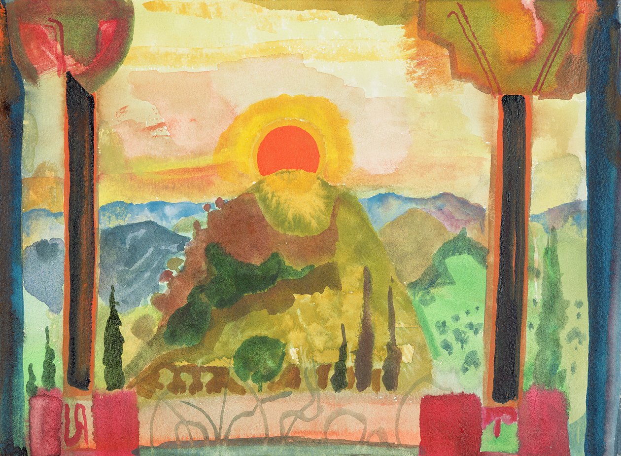 Sundown Over Abruzzi, ca. 1980-89 (wc på papir) af Michael Chase