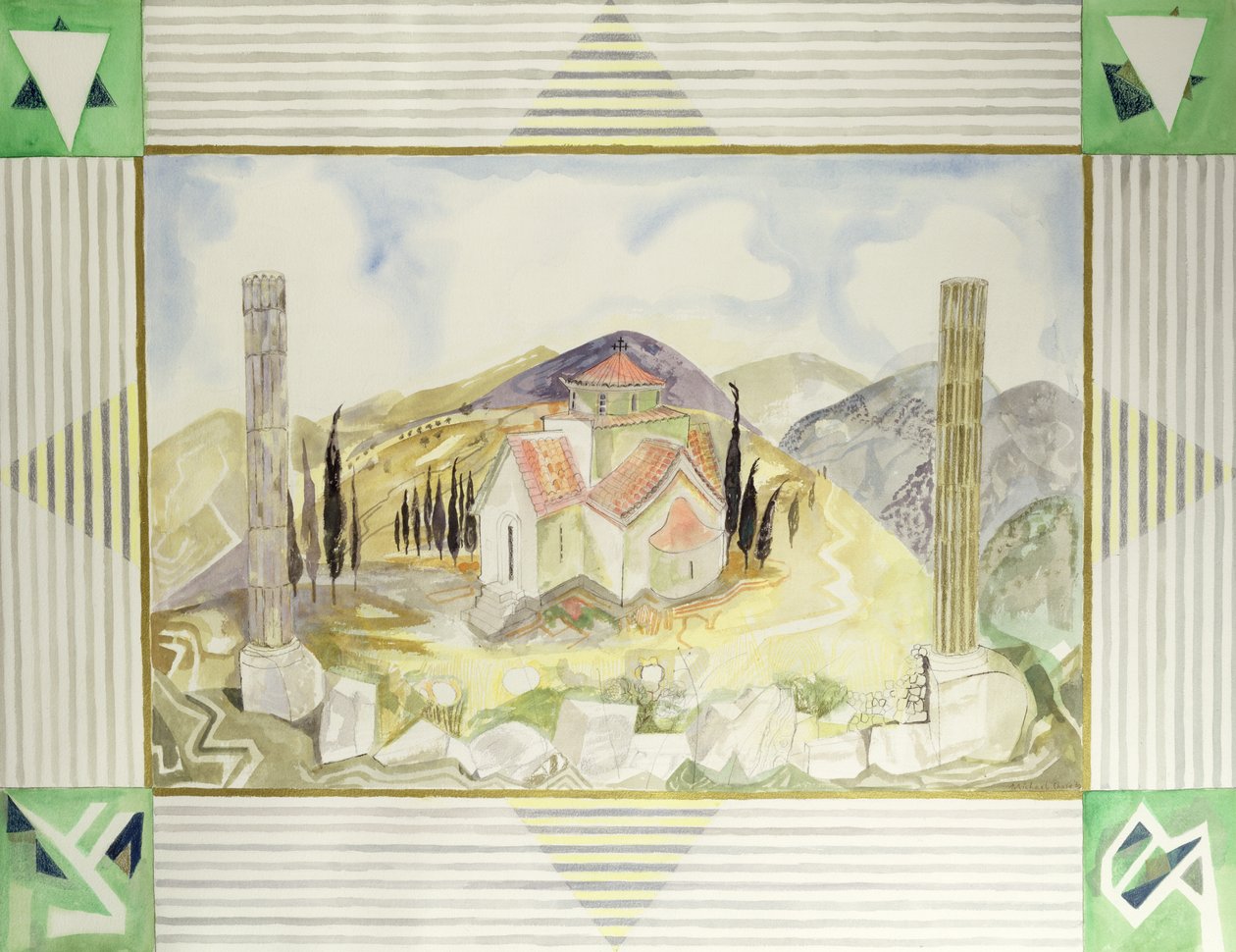 Tempel i Hosios Lukas-landet fra den græske oplevelsesserie, 1989 (wc) af Michael Chase