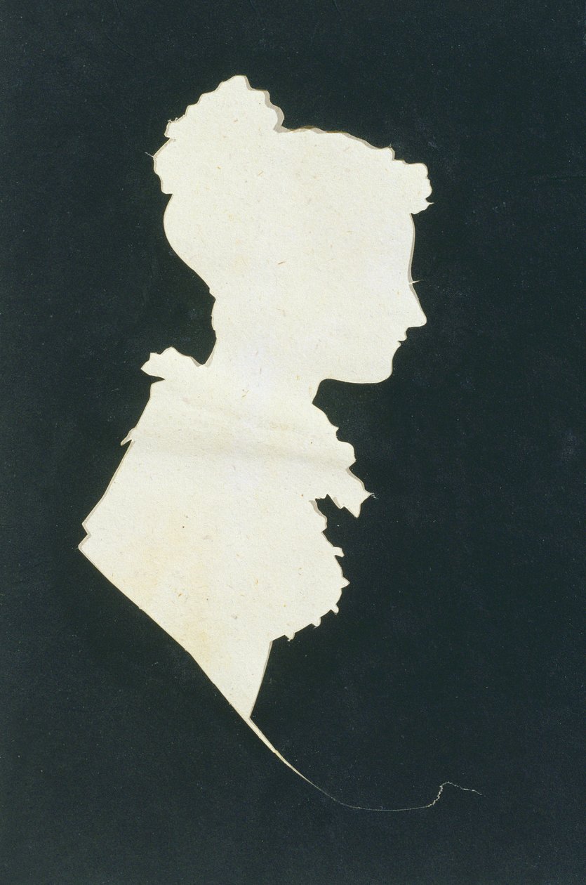 Silhuet af Sarah Faraday (1800-79) fra Michael Faradays scrapbog, 1821 (blæk på papir) af Michael Faraday
