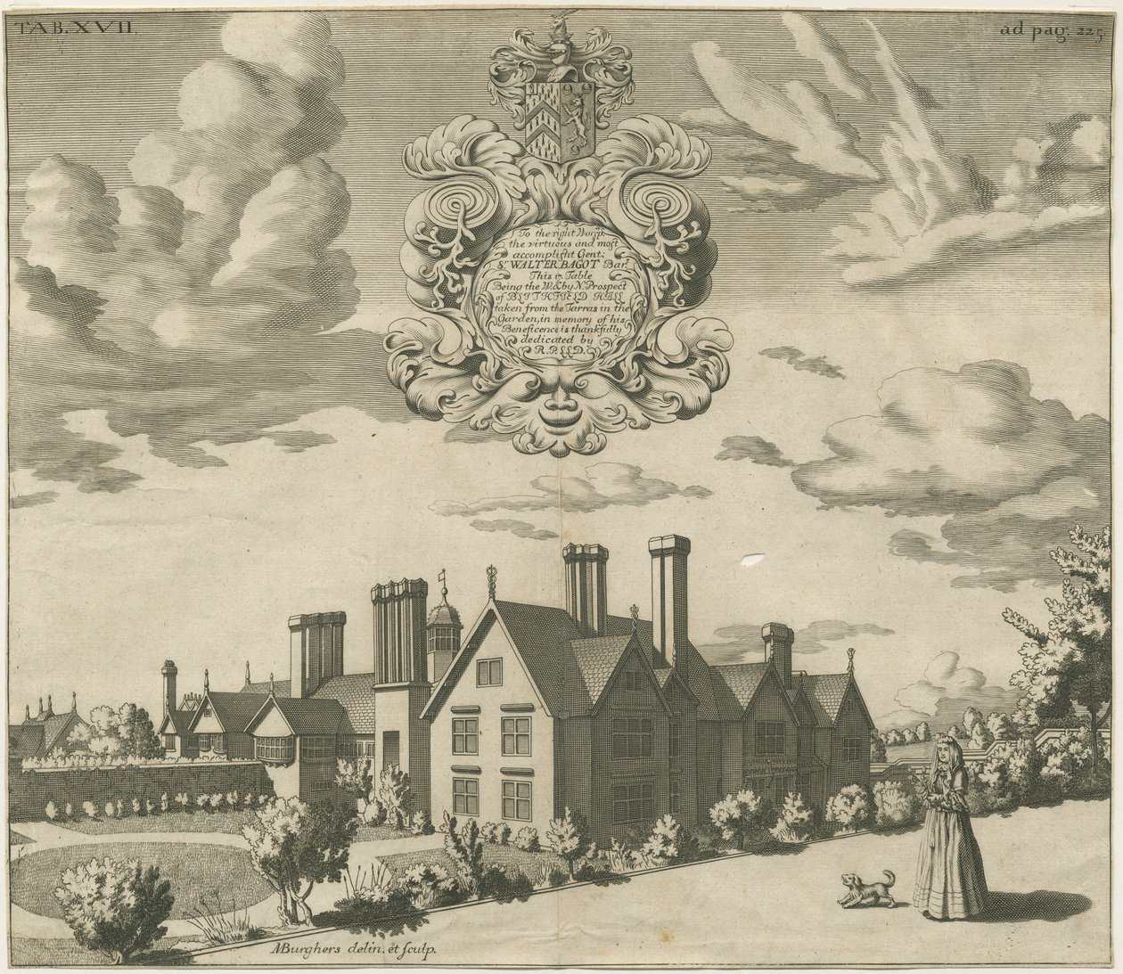 Blithfield Hall: gravering, nd [1686] (tryk) af Michael Burghers