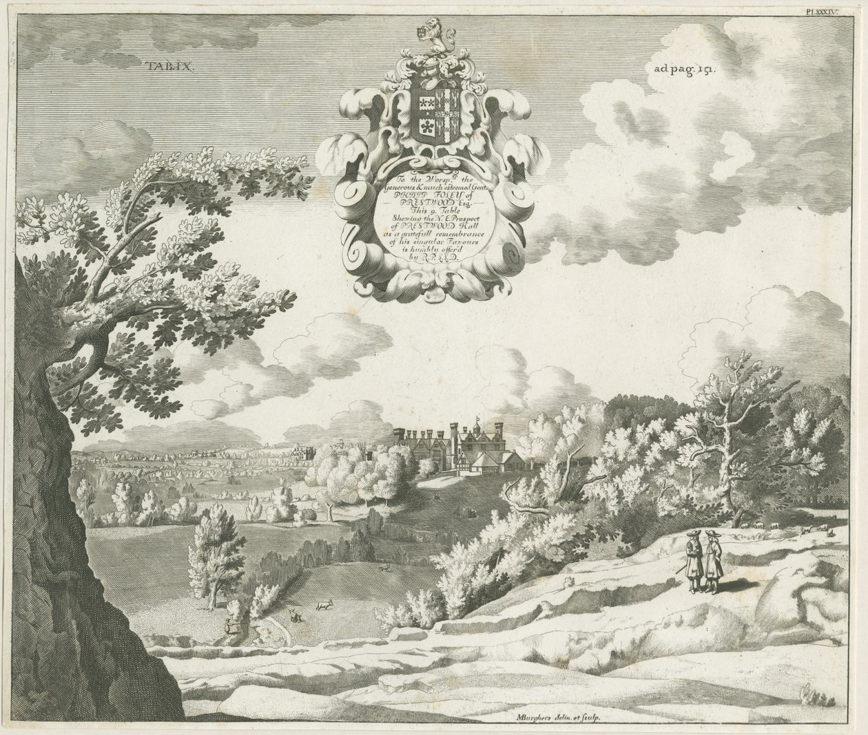 Prestwood Hall: gravering, nd [1753-1827] af Michael Burghers