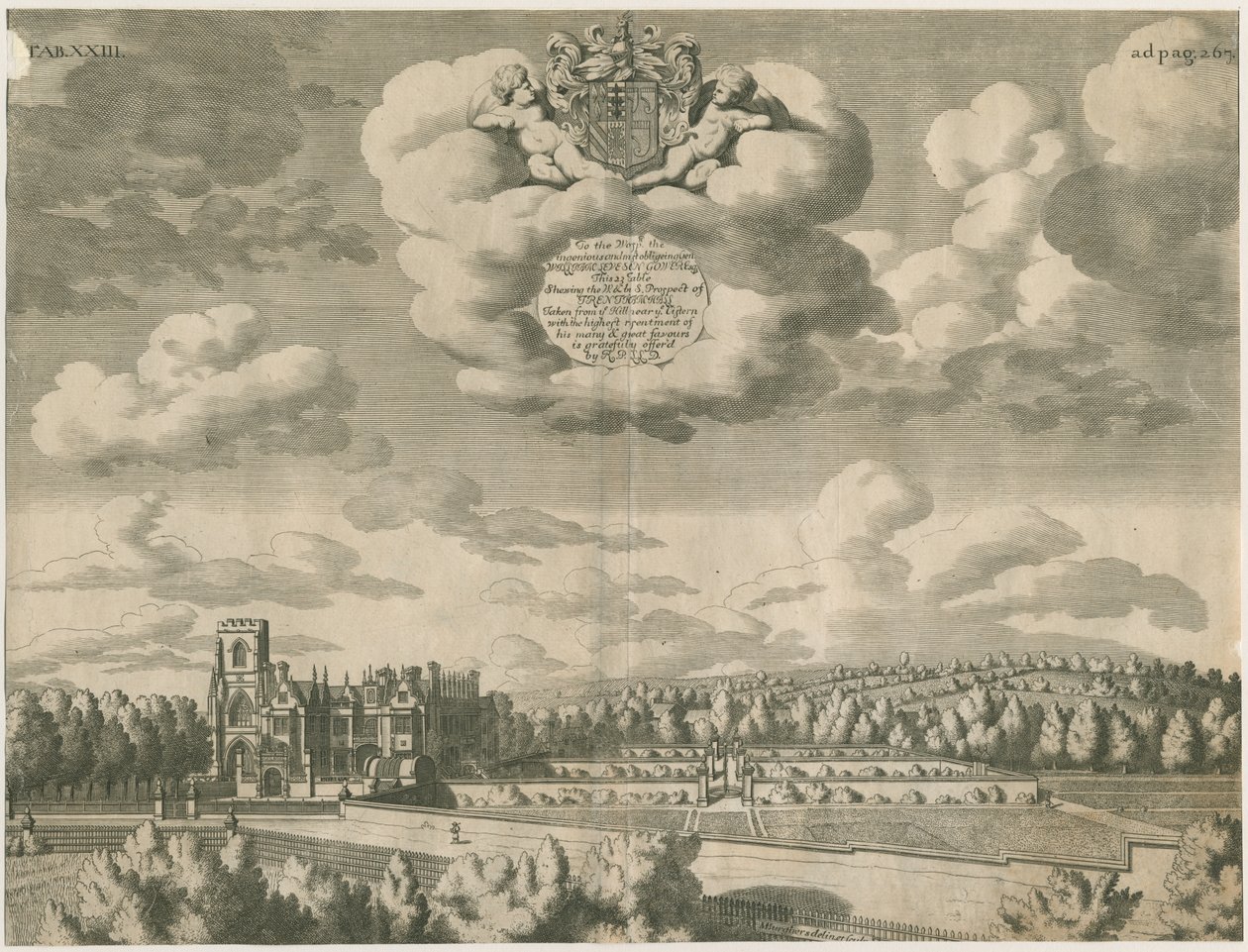 Trentham Hall: gravering, nd [1686] af Michael Burghers