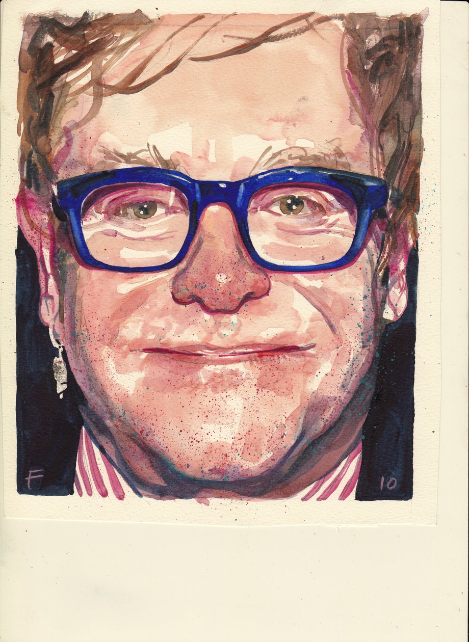 Elton John (akvarel) af Michael Frith