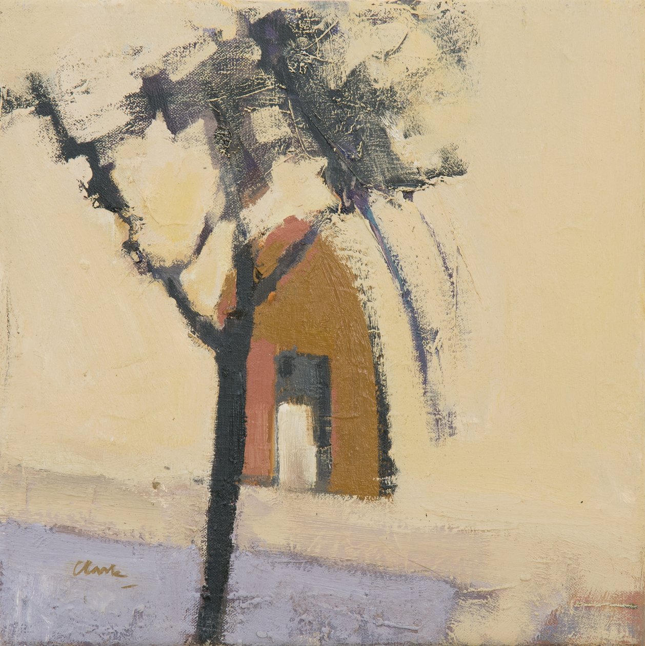 Puymirol Church, 2017 (olie på linned) af Michael G. Clark