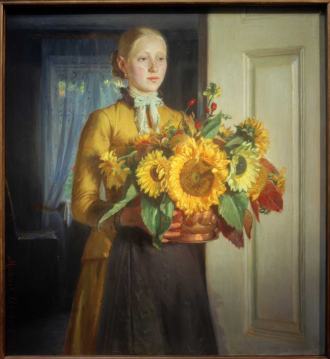 Pige med solsikke af Michael Peter Ancher