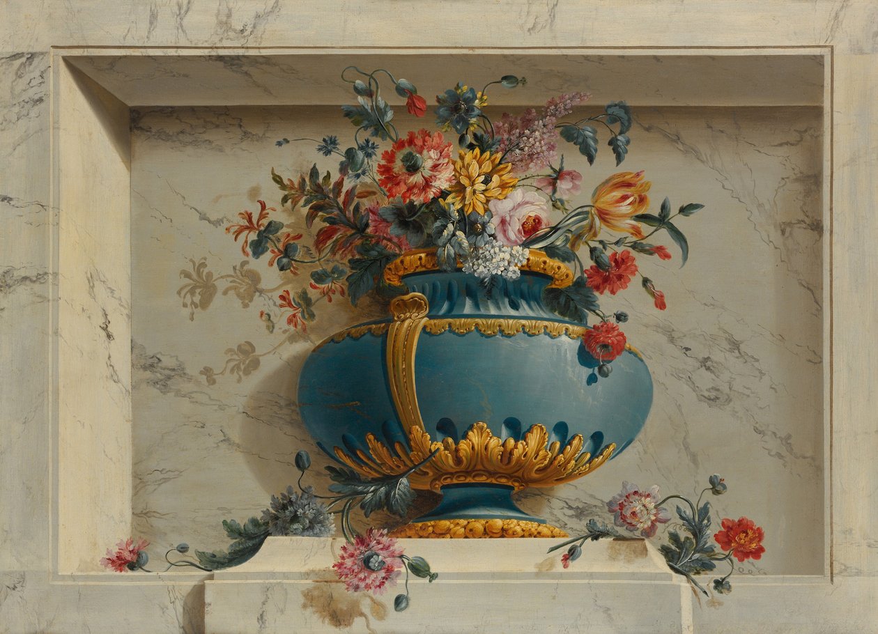 Vase med blomster i en niche, ca. 1763-79 af Michel Bruno Bellenge