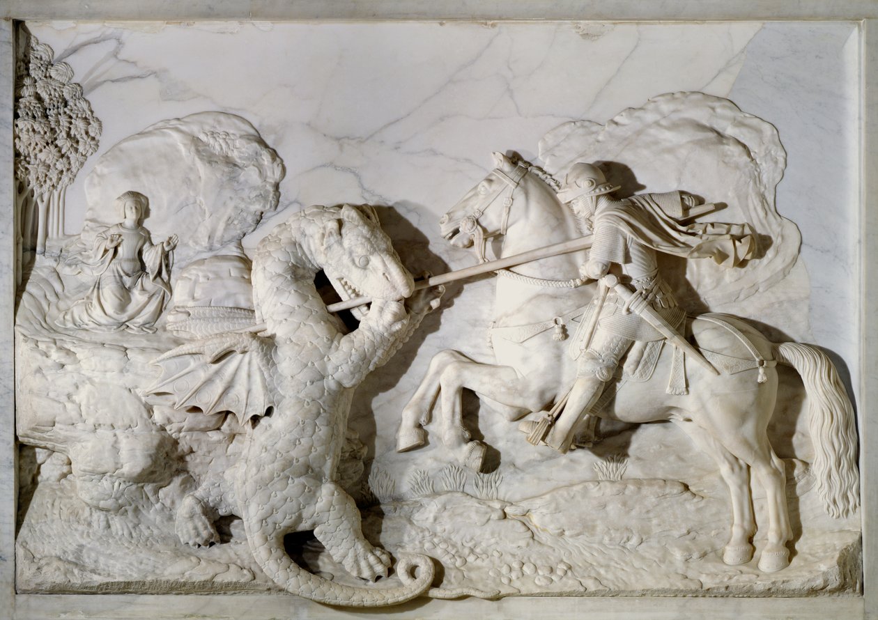 St. George and the Dragon, 1508 (marmor) af Michel Colombe