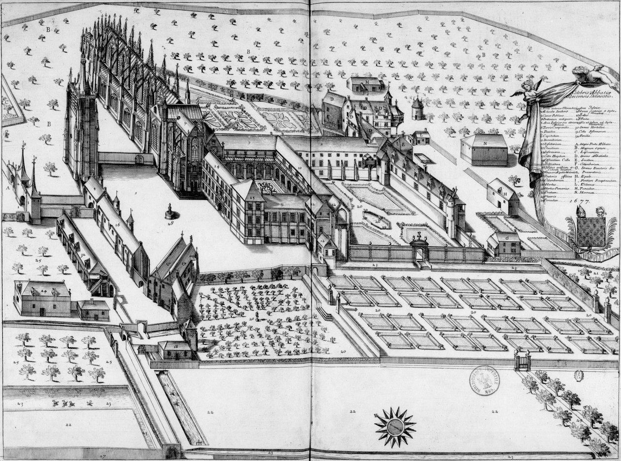 Kloster Notre Dame du Bec. Generel opfattelse i 1677 af Michel Germain