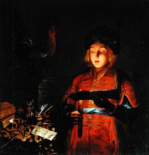 En ung sanger (ung mand med et lys) 1681 af Michel Gobin