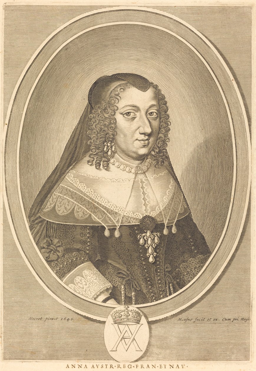 Anne af Østrig af Michel Lasne after Jean Nocret