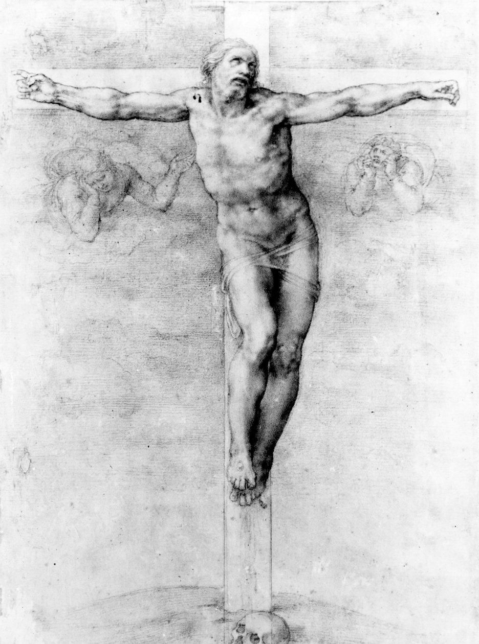 Kristus på korset (kridt på papir) af Michelangelo Buonarroti