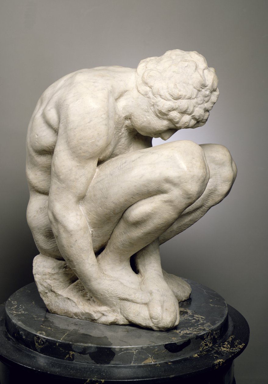 Crouching Boy, ca. 1530-34 (marmor) (se også 73704) af Michelangelo Buonarroti