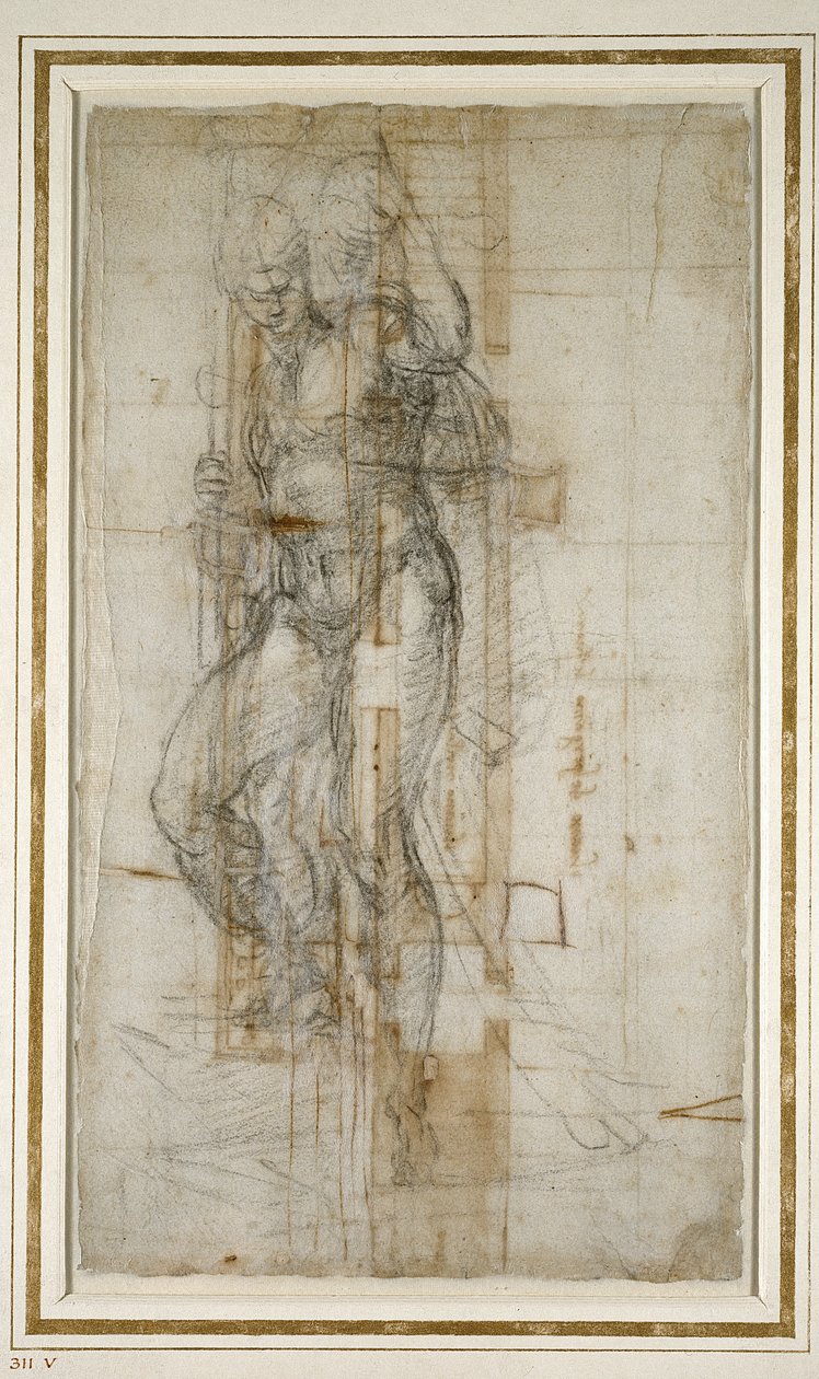 Plan over en relikviescene for San Lorenzo, 1532 (kridt på papir) af Michelangelo Buonarroti