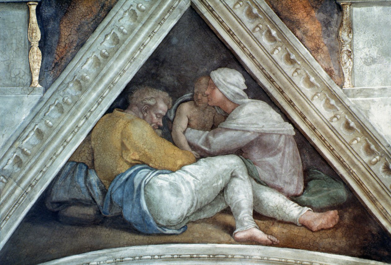 Det sixtinske kapel loft: Kristi forfædre (før restaurering) af Michelangelo Buonarroti