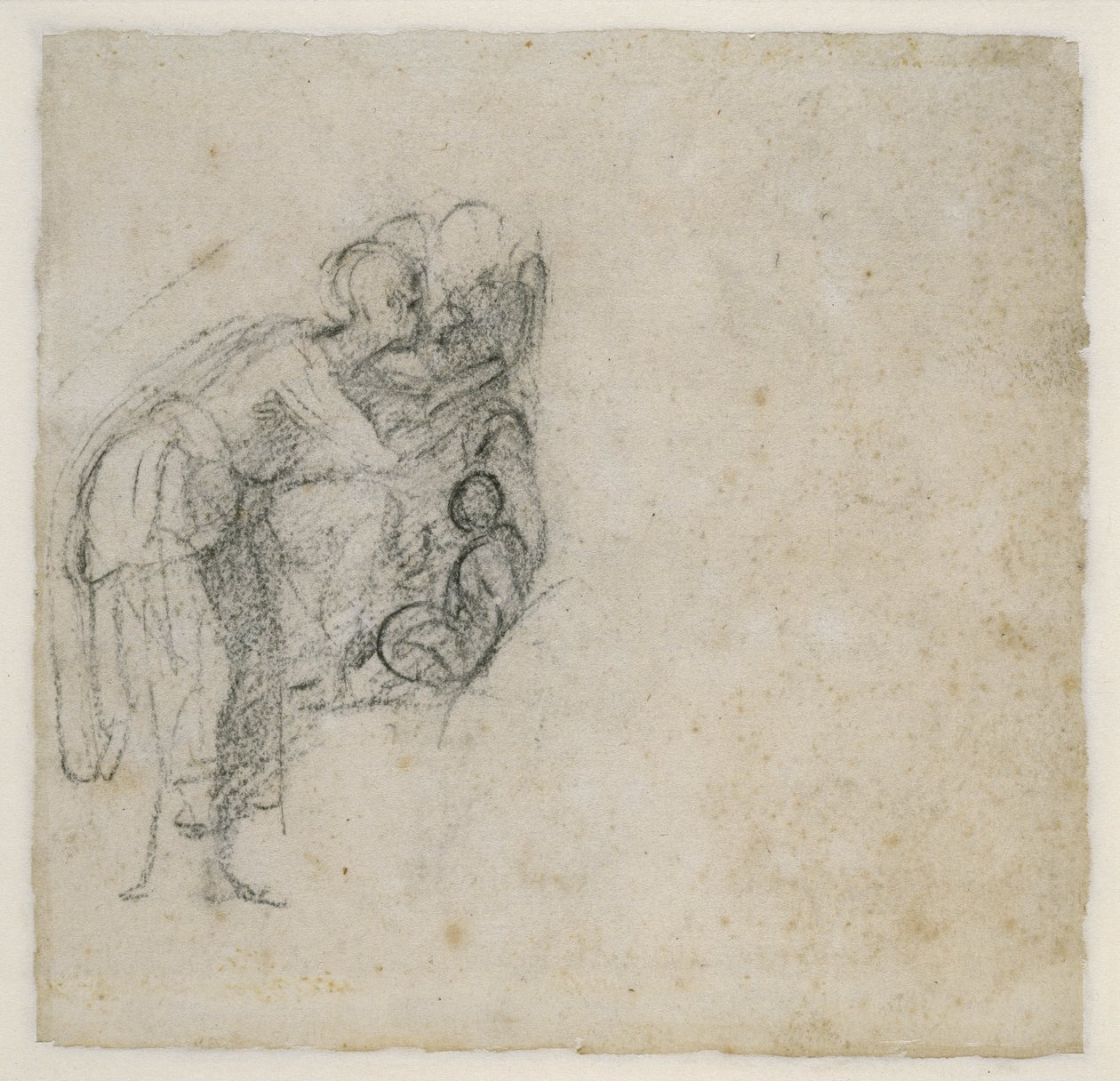 Studie af en gruppe af figurer, ca. 1511 (sort kridt på papir) af Michelangelo Buonarroti