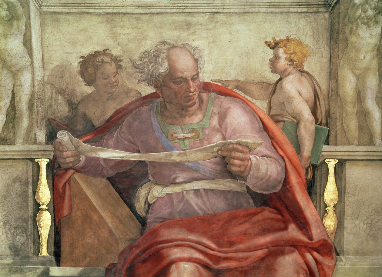 Profeten Joel, fra det sixtinske loft (før restaurering) af Michelangelo Buonarroti