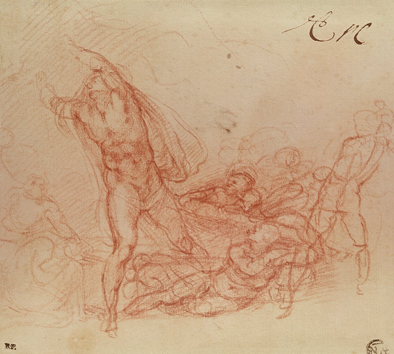 The Resurrection of Christ, ca. 1536-38 (rødt kridt på papir) af Michelangelo Buonarroti