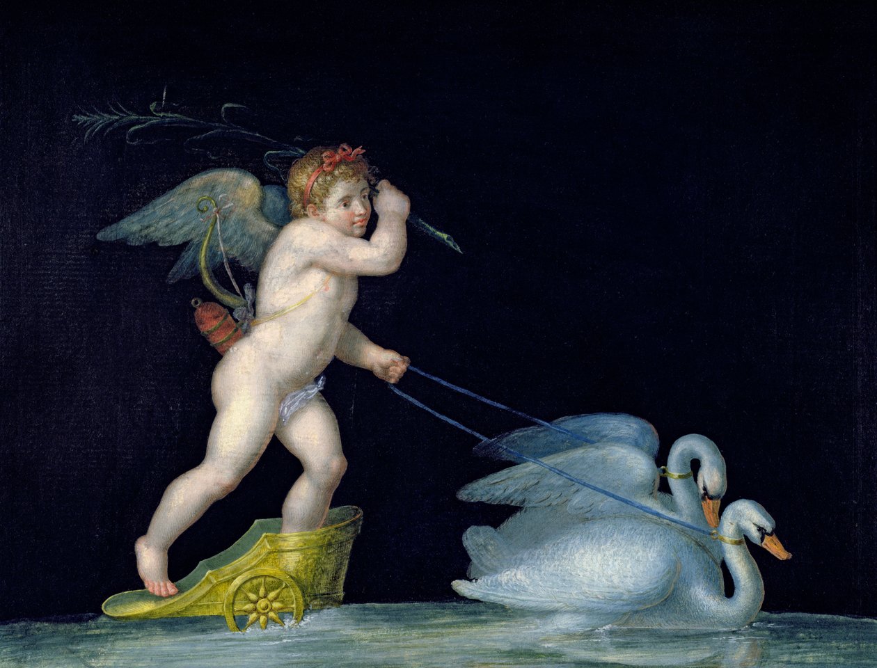 Amor ledes af et par svaner af Michelangelo Maestri