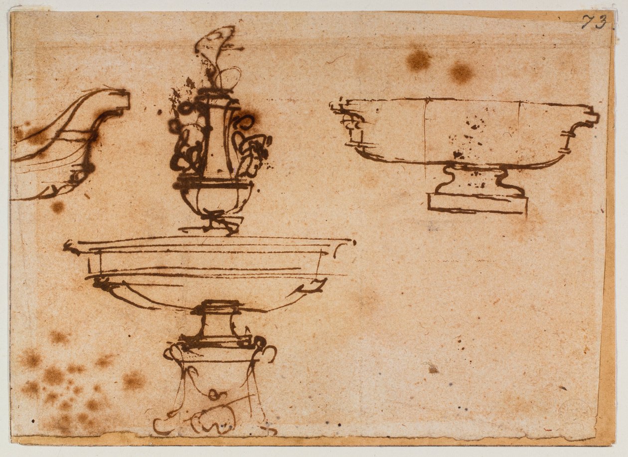 Tre springvandsdesigns af Michelangelo Buonarroti