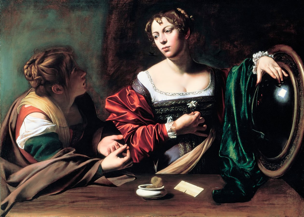 Martha og Maria Magdalene, ca. 1598 af Michelangelo Merisi Caravaggio